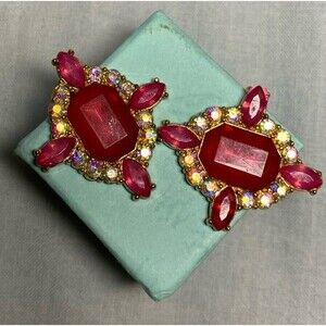 Vintage Joann Rivers Pink Tourmaline Earrings NWOT